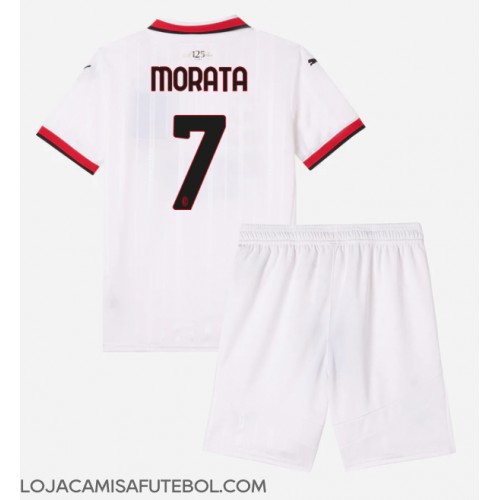 Camisa de Futebol AC Milan Alvaro Morata #7 Equipamento Secundário Infantil 2024-25 Manga Curta (+ Calças curtas)